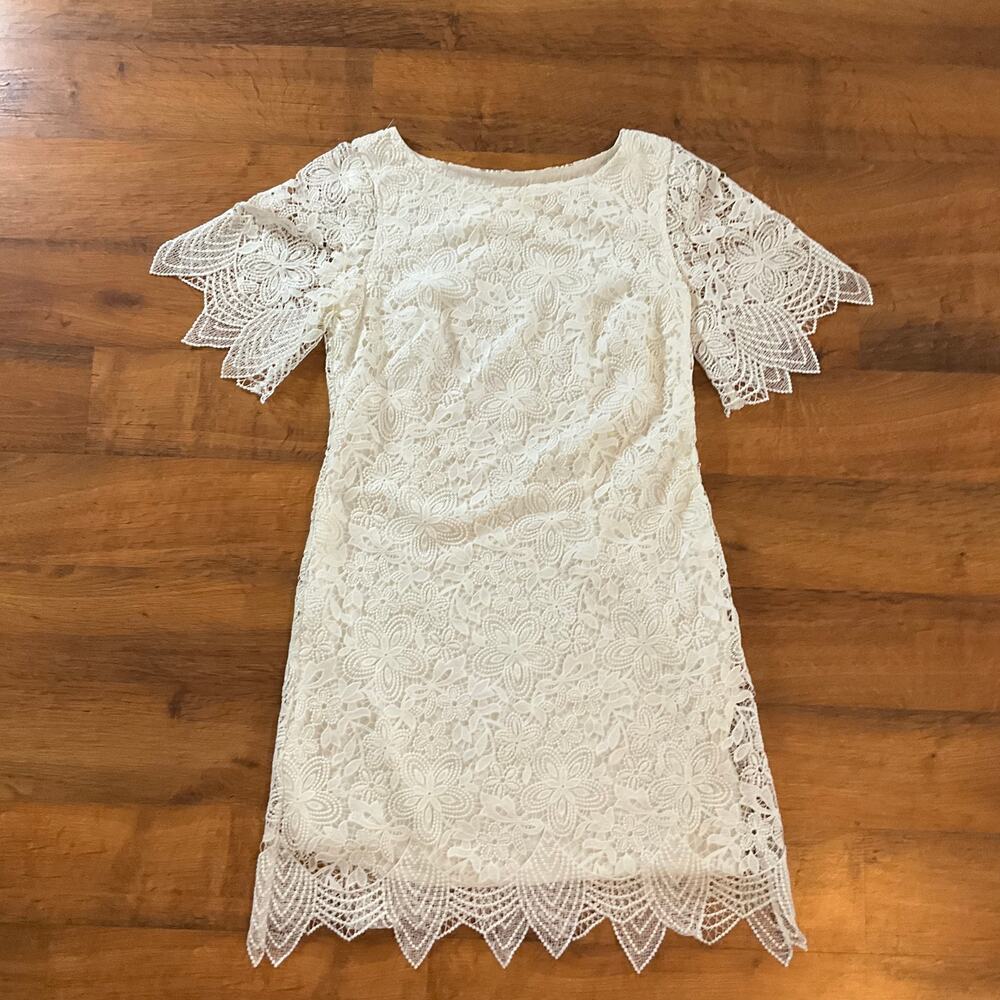 Anthropologie White Lace Mini Dress